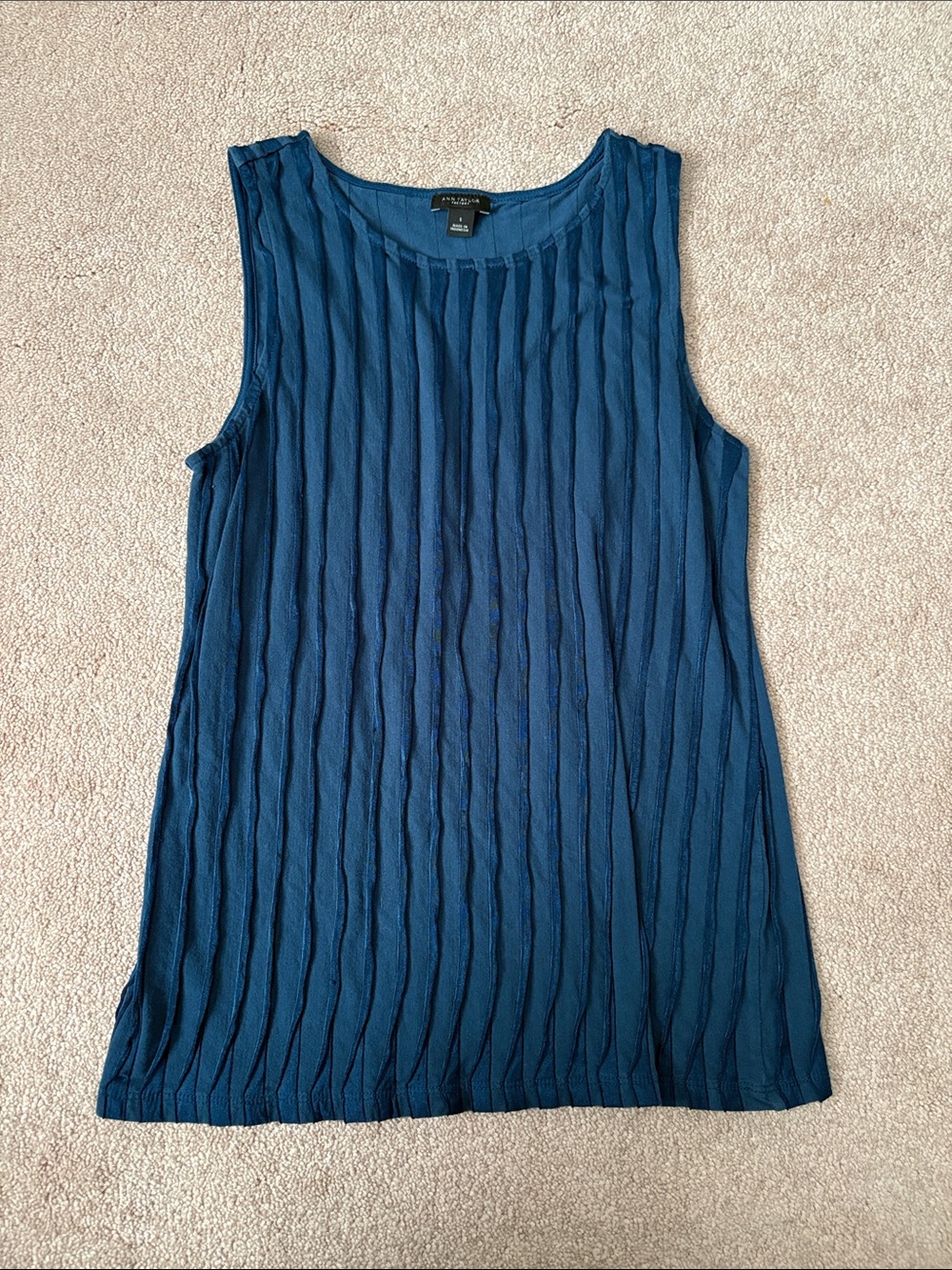 Ann Taylor Factory Navy Textured Sleeveless Tank